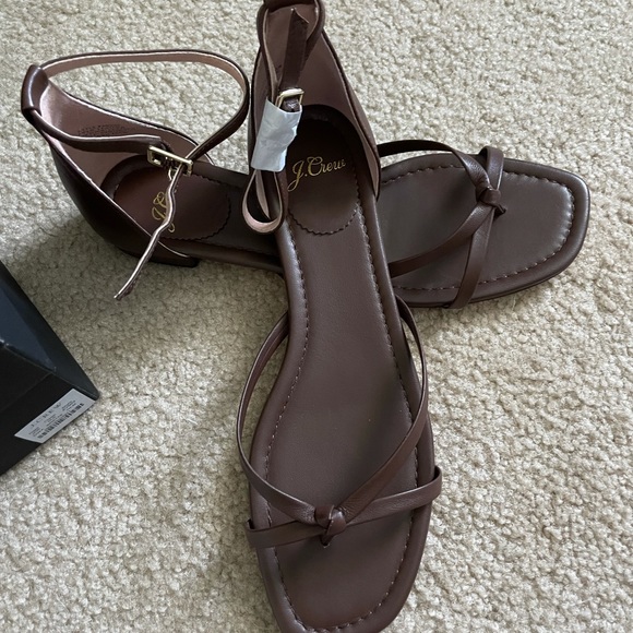 J. Crew Shoes - NIB JCrew Abbie Leather Sandals Dark Walnut 7.5